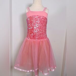 Pink satin ballet tutu dance costume💖Child (2)med (2)large 🌸with surprise gift 💝
